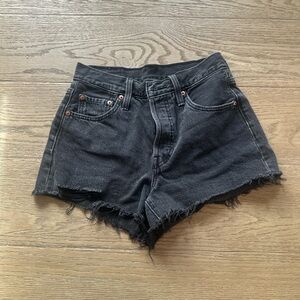 Levi Classic Black Frayed Women's Denim Shorts